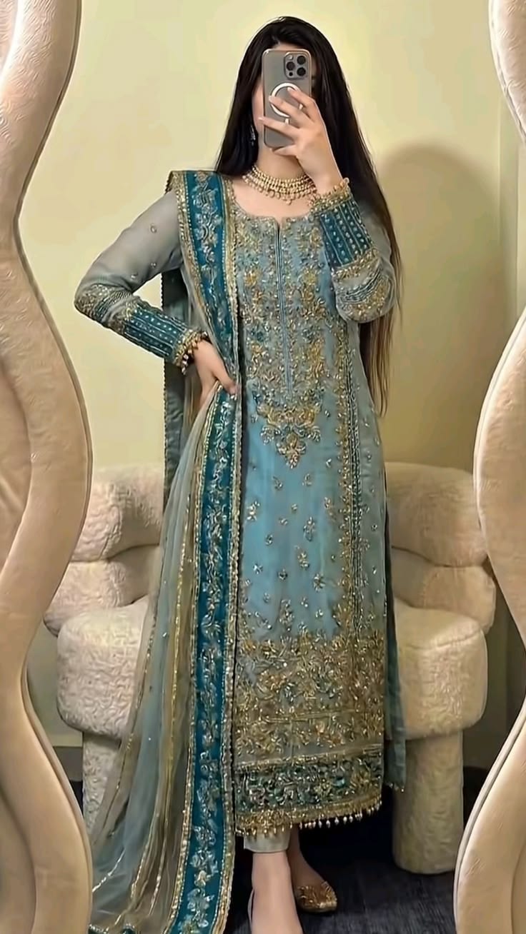 Women’s Elegant Long Kurta & Embroidered Dupatta Set
