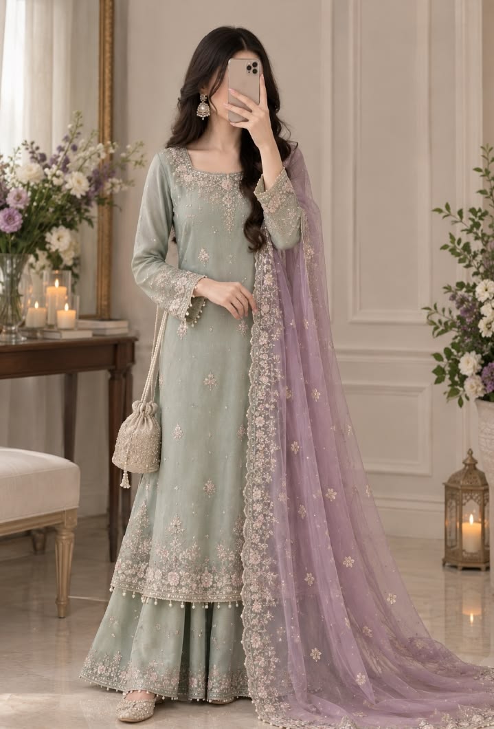 Women’s Elegant Long Kurta & Embroidered Dupatta Set