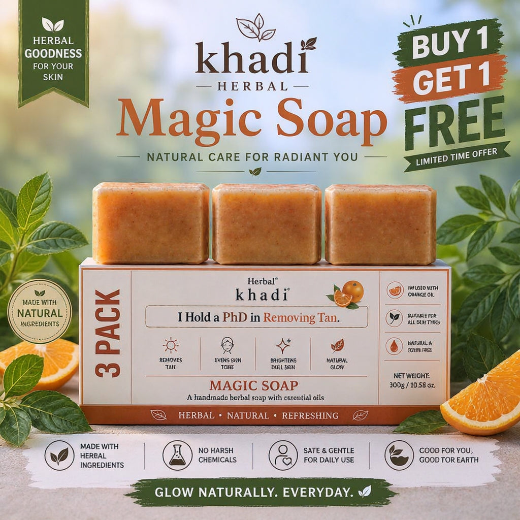 Khadi Herbal Magic Detan Soap – 300g (Pack of 6) Buy 1 Get 1 Free