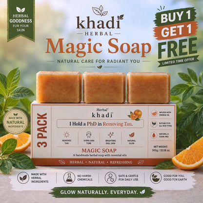 Khadi Herbal Magic Detan Soap – 300g (Pack of 6) Buy 1 Get 1 Free