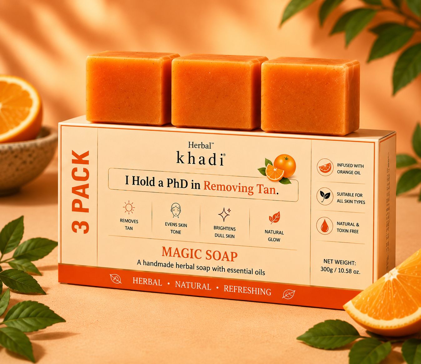 Khadi Herbal Magic Detan Soap – 300g (Pack of 6) Buy 1 Get 1 Free