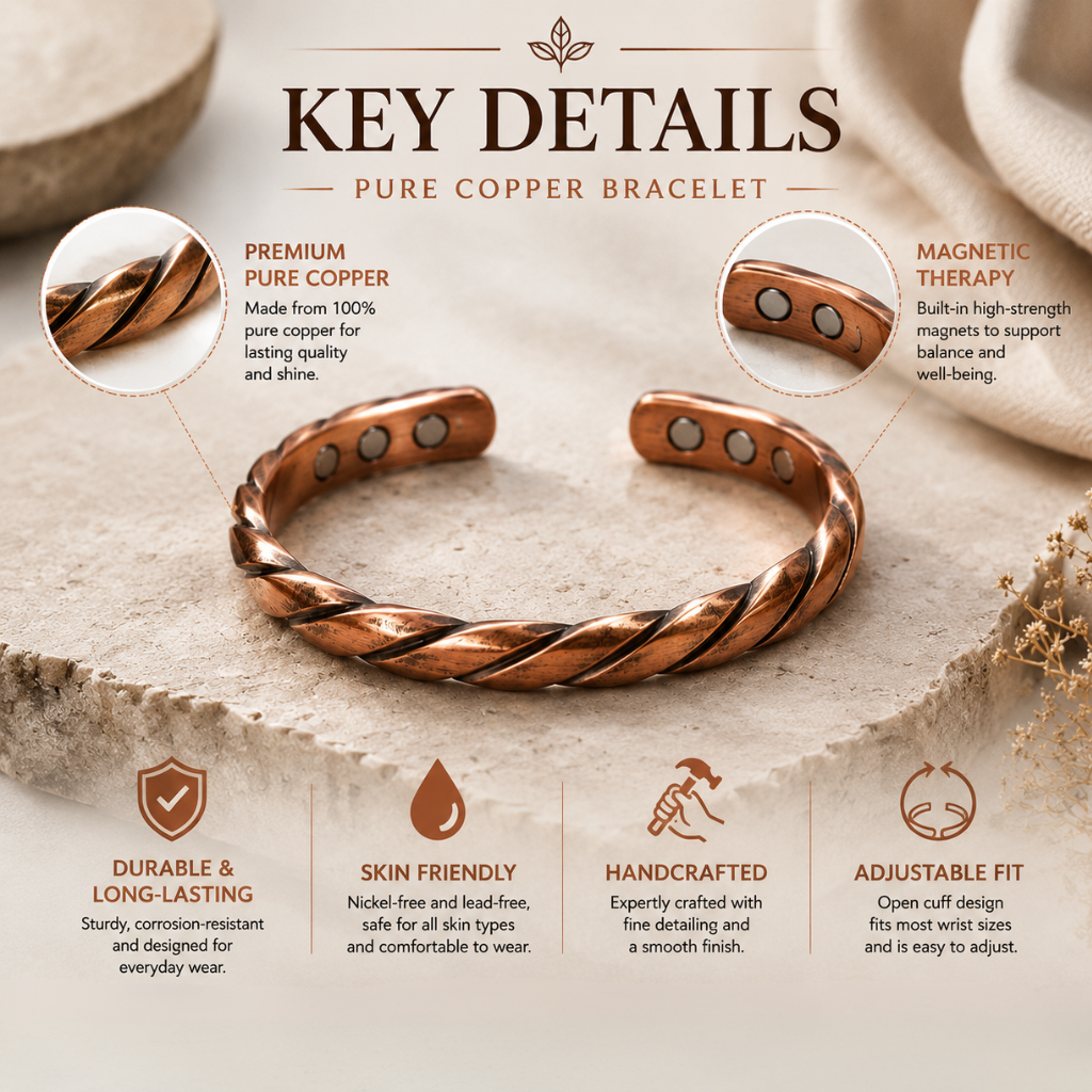 Handcrafted Copper Flow Bracelet for men and women