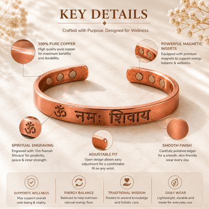 Handcrafted Om Namah Shivaya Copper Bracelet