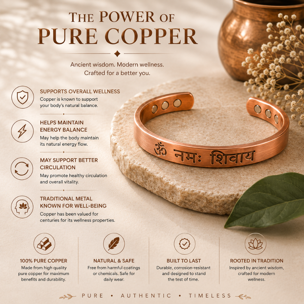 Handcrafted Om Namah Shivaya Copper Bracelet