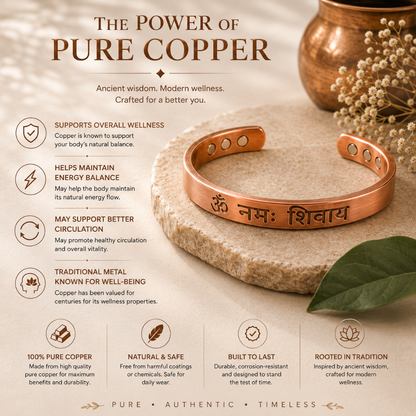 Handcrafted Om Namah Shivaya Copper Bracelet