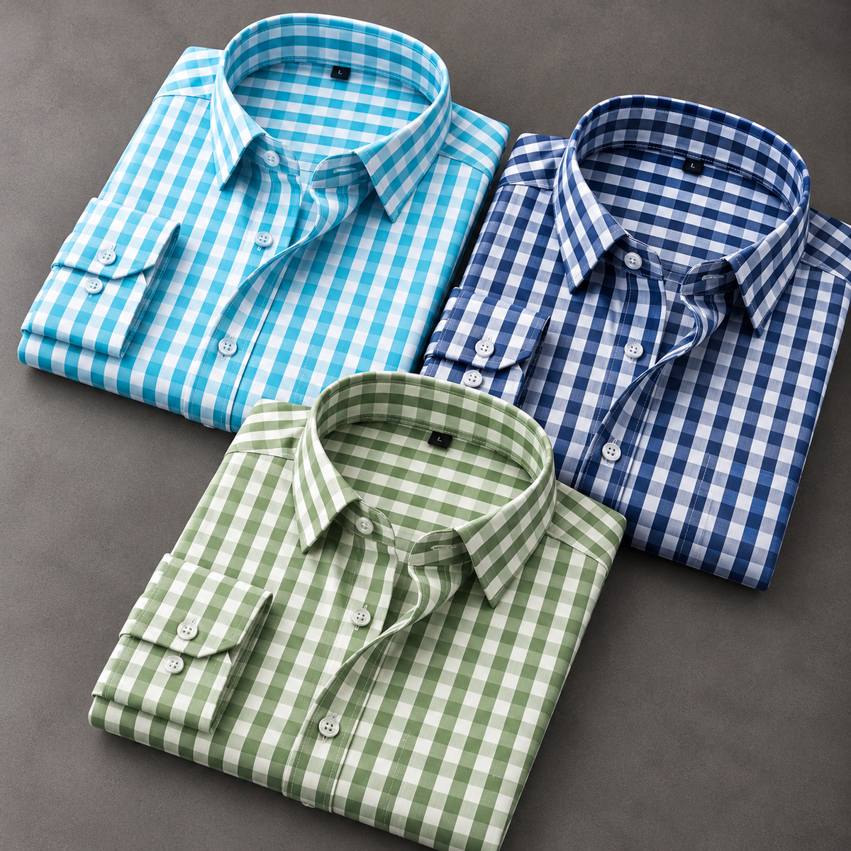 Men's Checked Shirt Combo – Pack of 3 | Aqua, Navy & Green | Fresh Full-Sleeve Casual Shirts