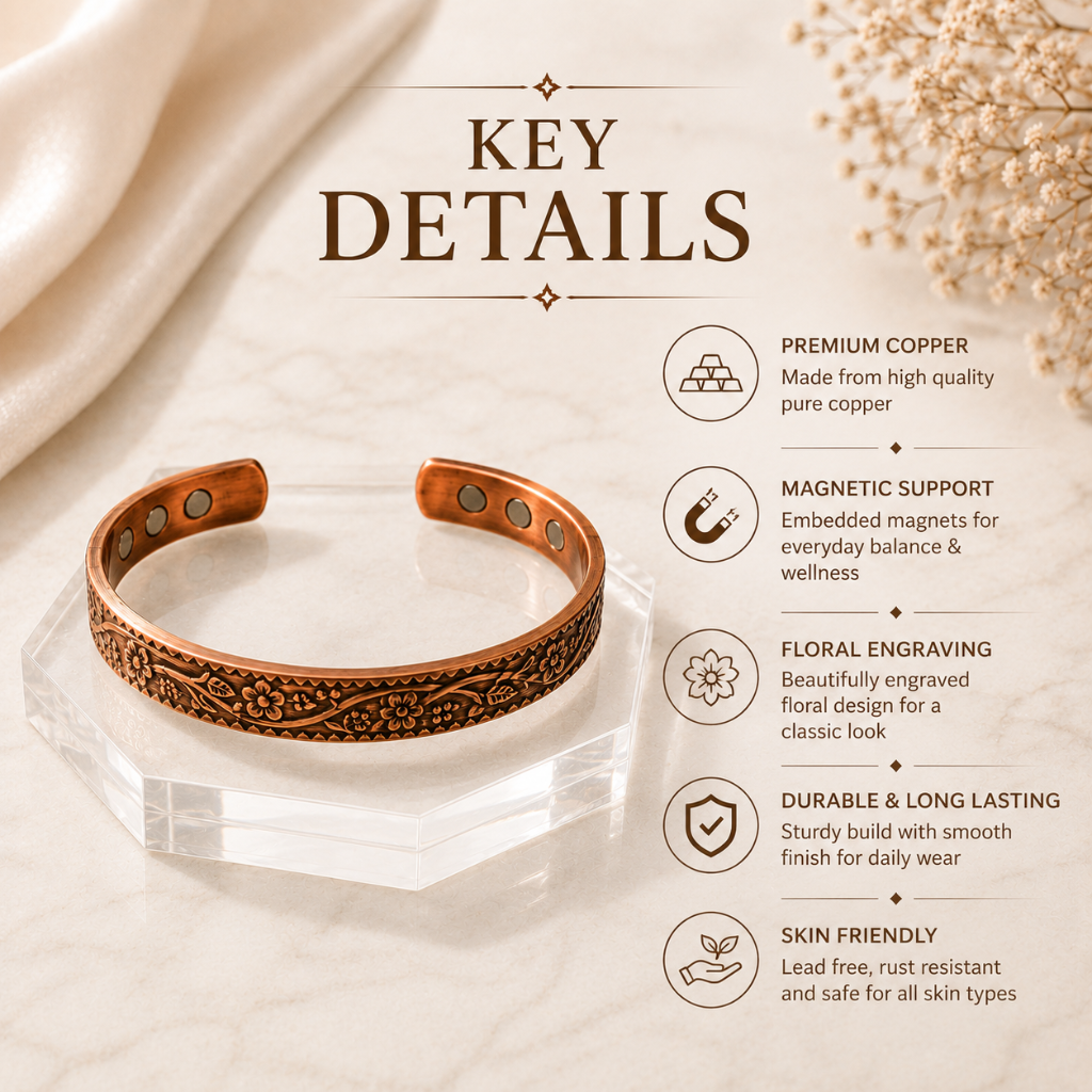 Handcrafted Copper Blossom Bracelet for men and women